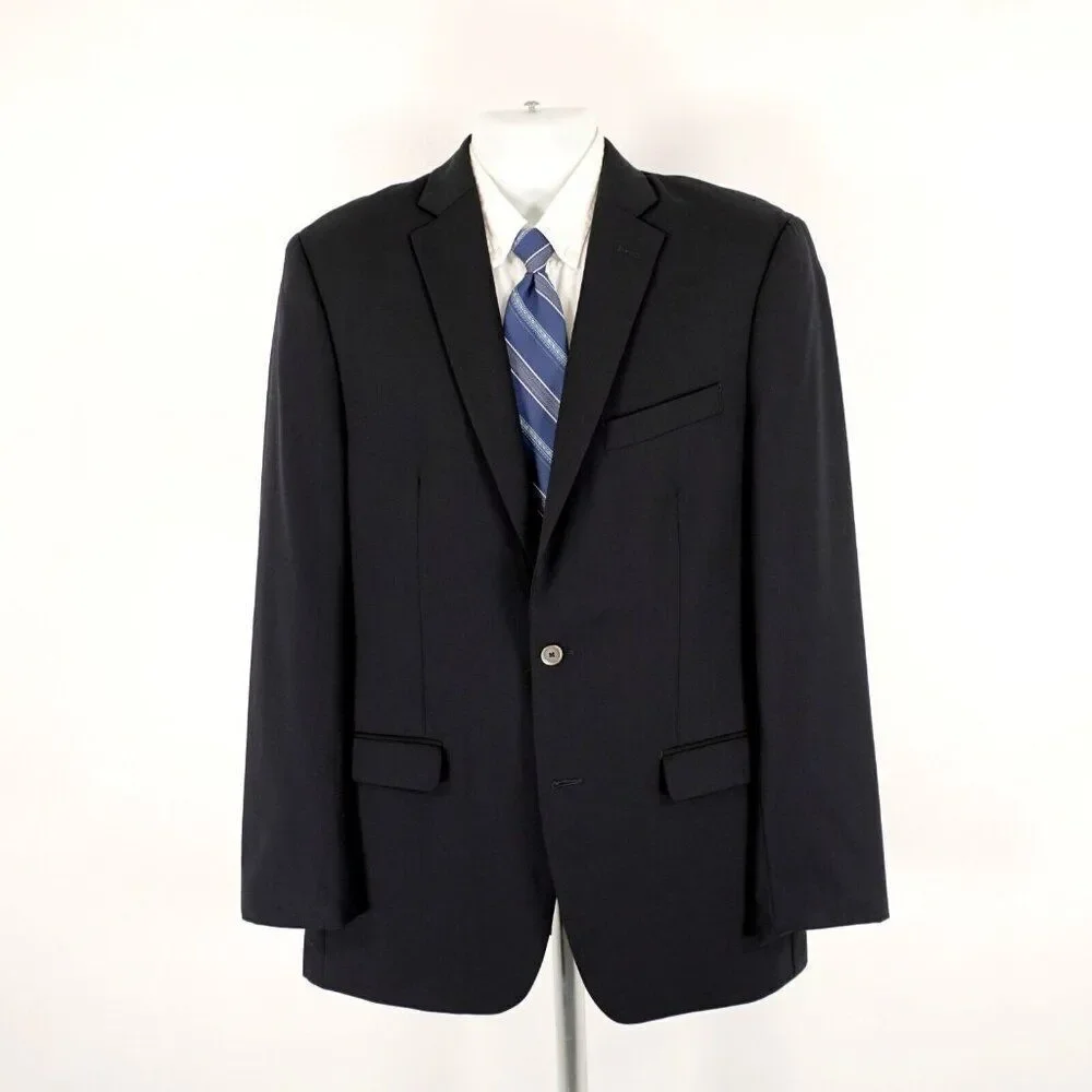 Calvin Klein Wool Navy Blue 38L 2 Silver Button‎ Blazer Or Slim Fit 40L